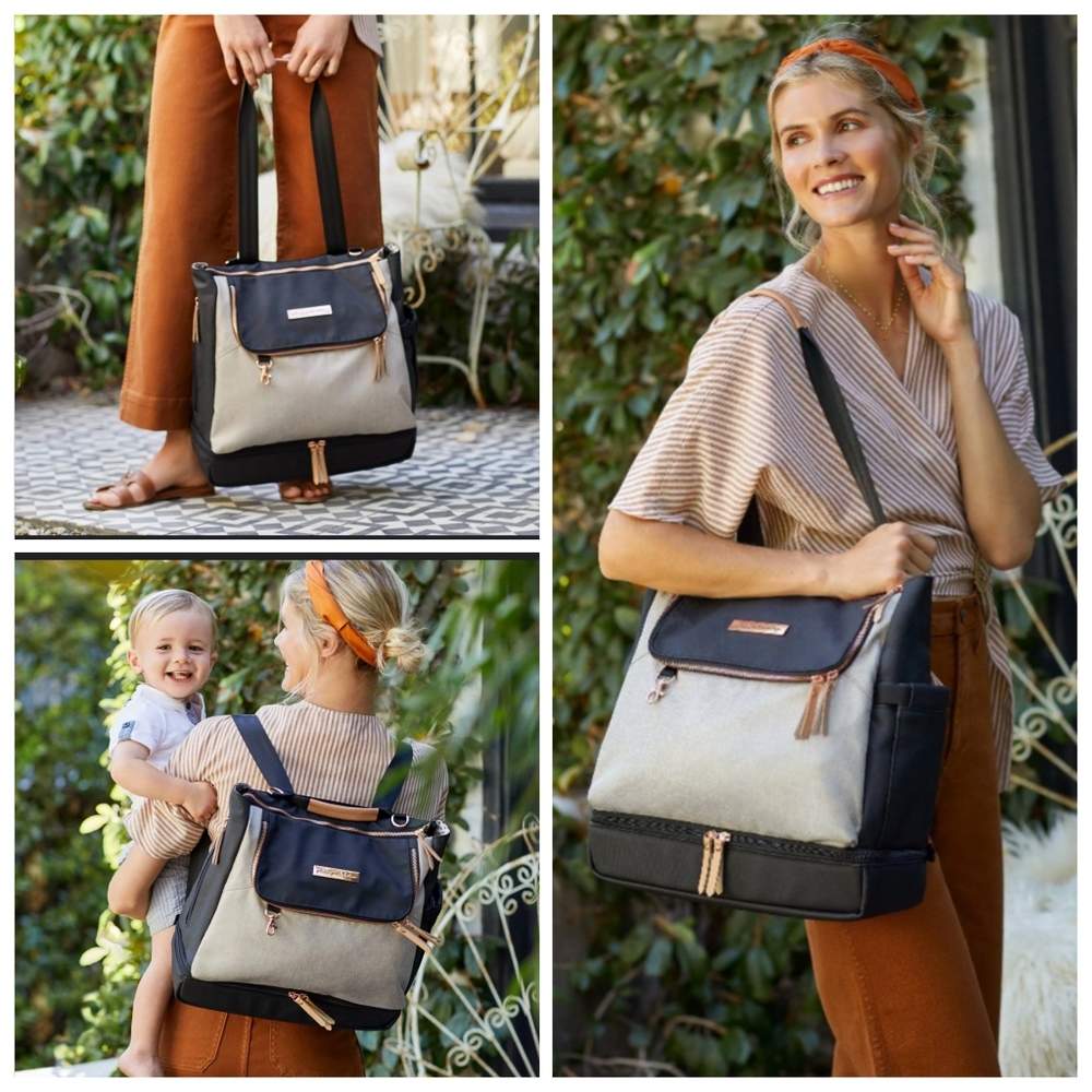 Versatile Two-Tone Navy and Cream Tote Bag